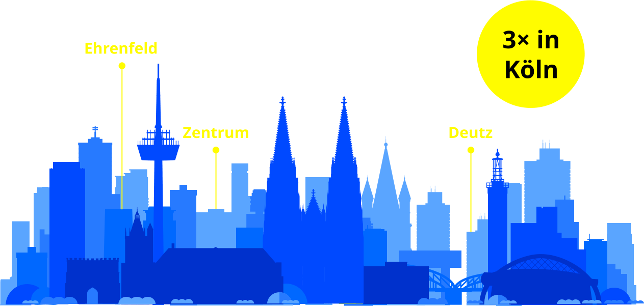 Deutz Zentrum Ehrenfeld 3× in Köln
