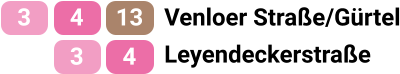 Venloer Straße/Gürtel 13 4 3 4 3 9 Leyendeckerstraße